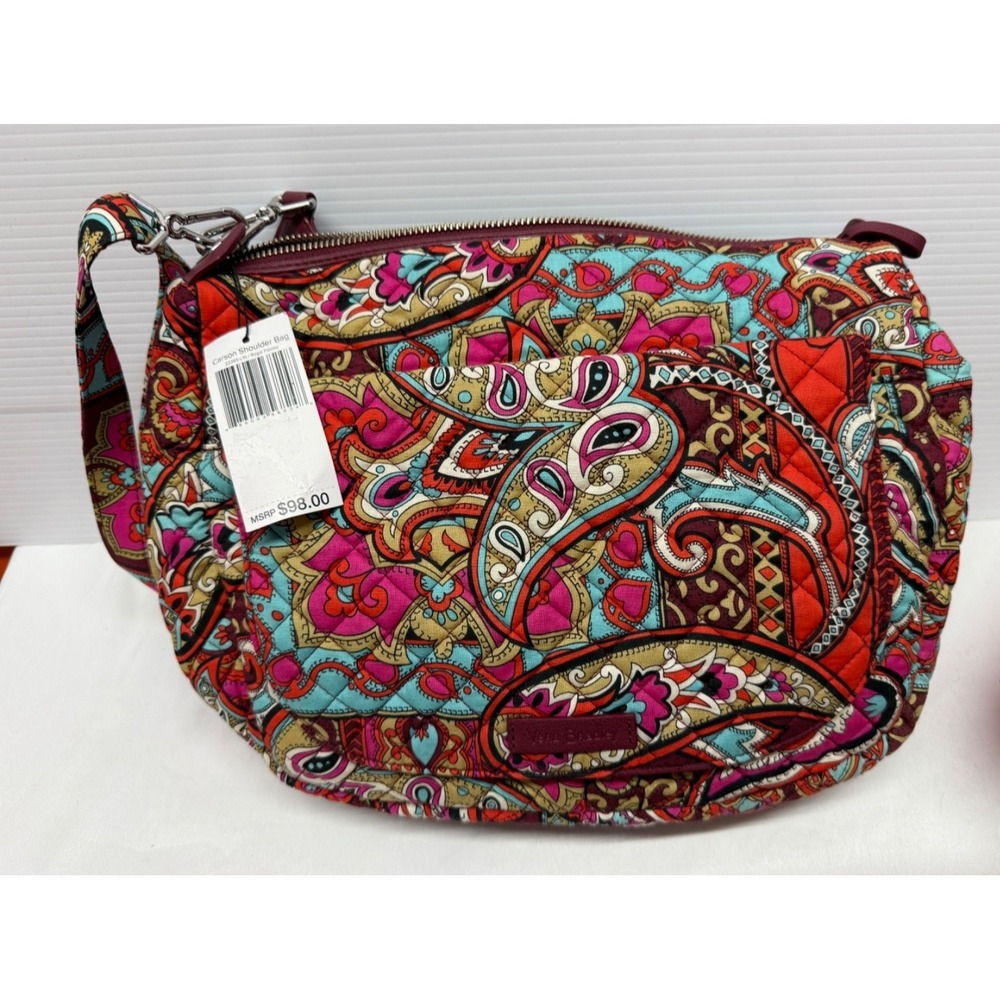 NWT Vera Bradley Quilted Carson Shoulder Travel Bag PURSE Regal Paisley $98